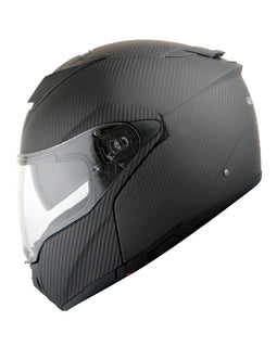 Martian Genuine Real Carbon Fiber Motorcycle Modular Flip up Full Face Helmet HB-BMF-B10 Matt Carbon Black, DOT Approved
