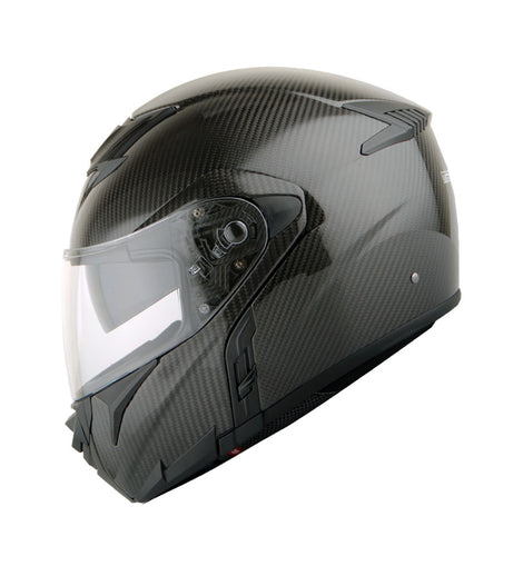 Martian Genuine Real Carbon Fiber Motorcycle Modular Flip up Full Face Helmet HB-B1 Glossy Carbon Black, DOT Approved