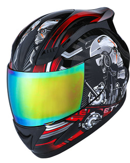 1Storm Motorcycle Bike Full Face Helmet Mechanic HJDJ11 + Motorcycle Bluetooth Headset